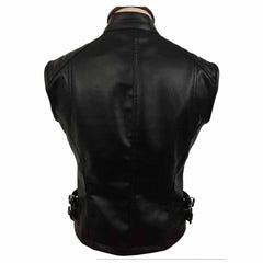 Sexy Women's Ladies Real BLACK SHEEP LAMB Leather Bikers Waistcoat Vest