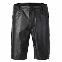 WOMENS BLACK 100% GENUINE LEATHER BERMUDA SHORTS with Five Pockets