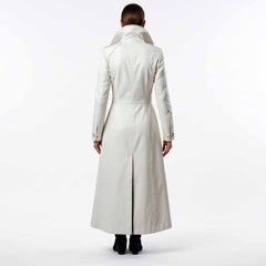 White Gothic Long Trench Coat – Victorian Steampunk High Collar Duster | US UK CA AU