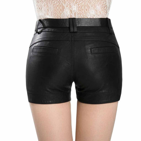 Women 100% Genuine Lambskin Soft Leather pants Leather shorts