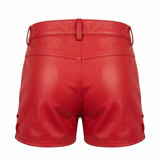 Womens 100% Genuine Leather Sexy Red Shorts With Two Pockets