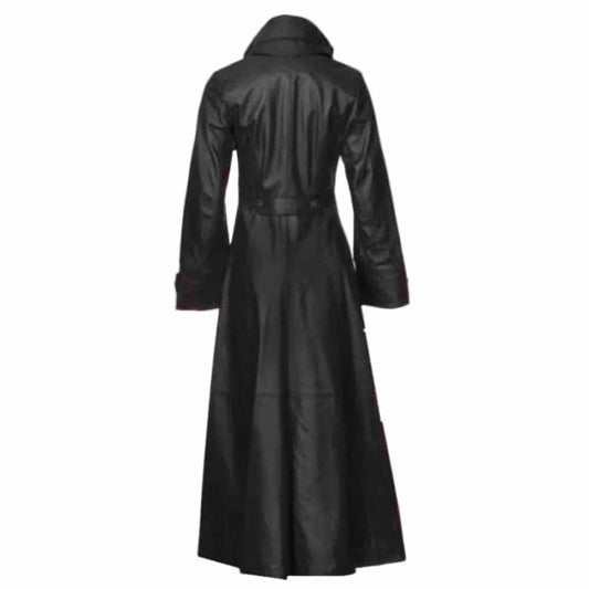 Womens Beautiful and Sexy Lambs Leather Ladies Steampunk Goth Trench Coat