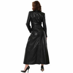 Womens Handmade Beautiful Real Lambskin Leather Steampunk Goth Trench Coat