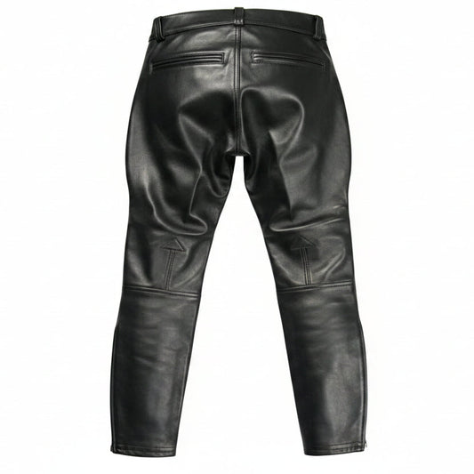 Men's Real Cowhide Leather BLUF Breeches Trousers Pants Bikers Jeans Leder Breeches