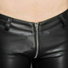 Men's Real Leather Pants Biker Bluf Breeches Trousers Punk Motorcycle Lederhosen