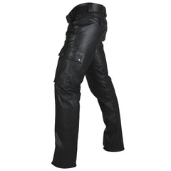 Men's Real Leather Pants Cargo Pockets Pants Bikers Leather Trousers