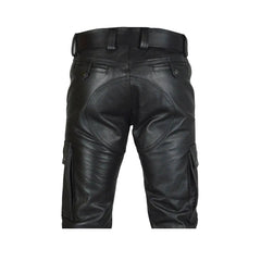 Men's Real Leather Pants Cargo Pockets Pants Bikers Leather Trousers