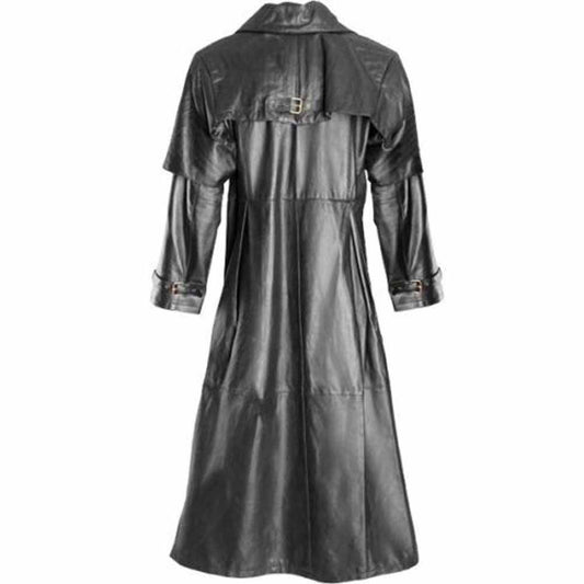 Gabardina gótica Steampunk de cuero de cordero puro para hombre, gabardina Van Helsing Matrix