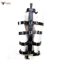 Genuine Black Leather Arm And Neck Binder Bondage Restraint Set for Adult Play BDSM