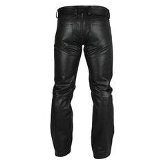 Men's Real Cowhide Leather Pants Double Zipped Leather Gay Pants Trousers