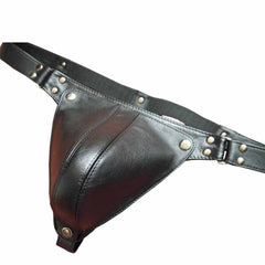 Mens Underwear Genuine Real Leather Cod Piece Thong Jock Jockstraps Fetish