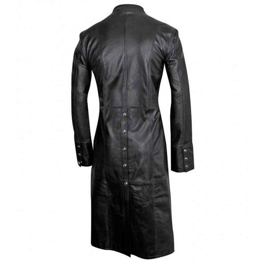 Gabardina larga de piel de vaca negra para hombre, gabardina gótica Steampunk Van Helsing, gabardina gótica nueva