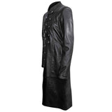 Mens Black Cowhide Leather Long Matrix Trench Coat Goth Steampunk Van Helsing Gothic Trench Coat New