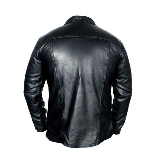Camisa Steampunk de uniforme de policía caliente de piel de cordero negra para hombre Bluf Gay Sheep Lamb mangas completas