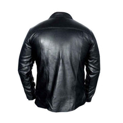 Camisa Steampunk de uniforme de policía caliente de piel de cordero negra para hombre Bluf Gay Sheep Lamb mangas completas
