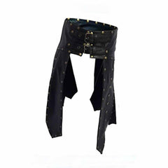 Mens Black Real Cowhide Leather Gladiator Kilt - K6