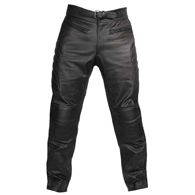 Pantalones de motociclista de cuero de vaca real negro para hombre Pantalones vaqueros de motociclista Pantalones de motociclista