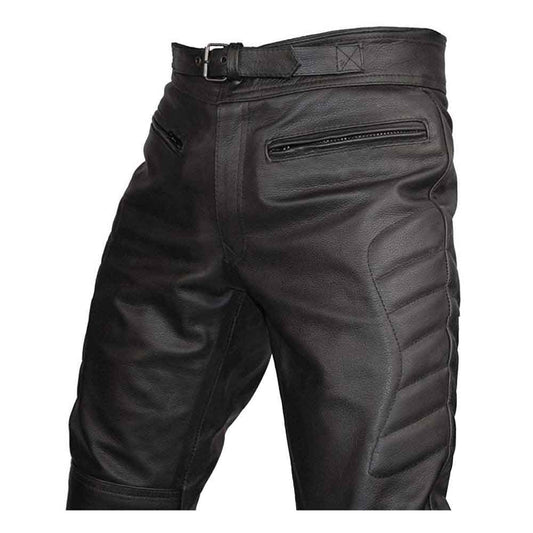 Mens Black Real Cowhide Leather Bikers Trousers Bikers Jeans Bikers Pants