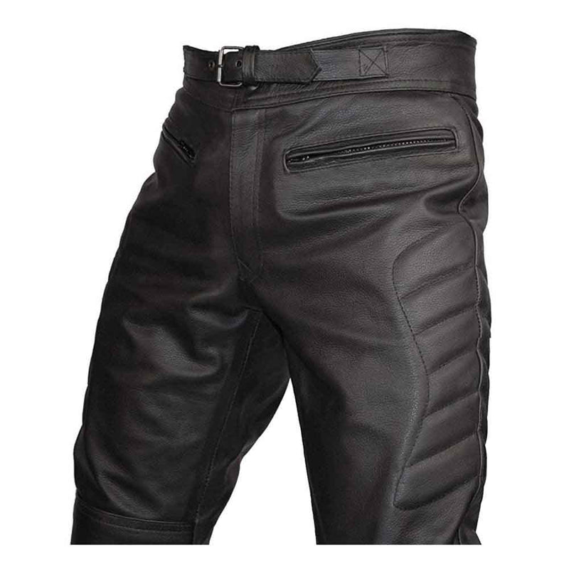 Pantalones de motociclista de cuero de vaca real negro para hombre Pantalones vaqueros de motociclista Pantalones de motociclista