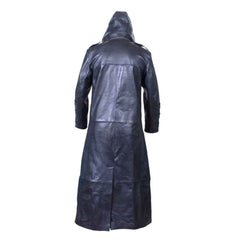 Gabardina Matrix STEAMPUNK Van Helsing de cuero de vaca real negro para hombre con capucha desmontable