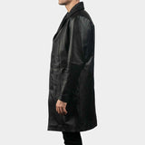 Chaqueta de invierno para hombre, color negro, piel de vaca auténtica, estilo steampunk, gótico, Matrix