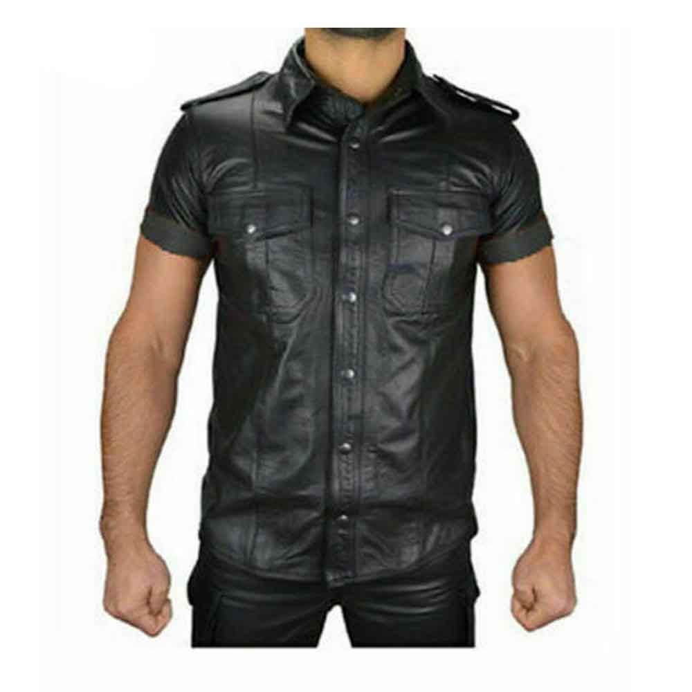 Camisa de uniforme de policía para hombre y niño, camisa de piel de cordero suave auténtica, todas las tallas, Gay