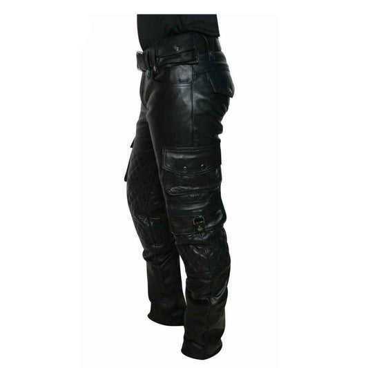 Pantalones cargo de cuero de vaca para hombre con paneles acolchados Pantalones cargo para motociclistas Pantalones
