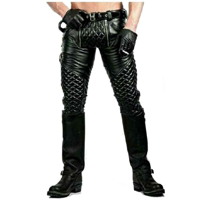 Pantalones Punk Kink de cuero de vaca para hombre, pantalones de motociclista, pantalones vaqueros, pantalones BLUF Leders