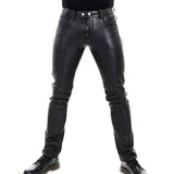 Men's Genuine Lambskin Seamless Skinny Pants Five pockets Jeans Style Premium Kink