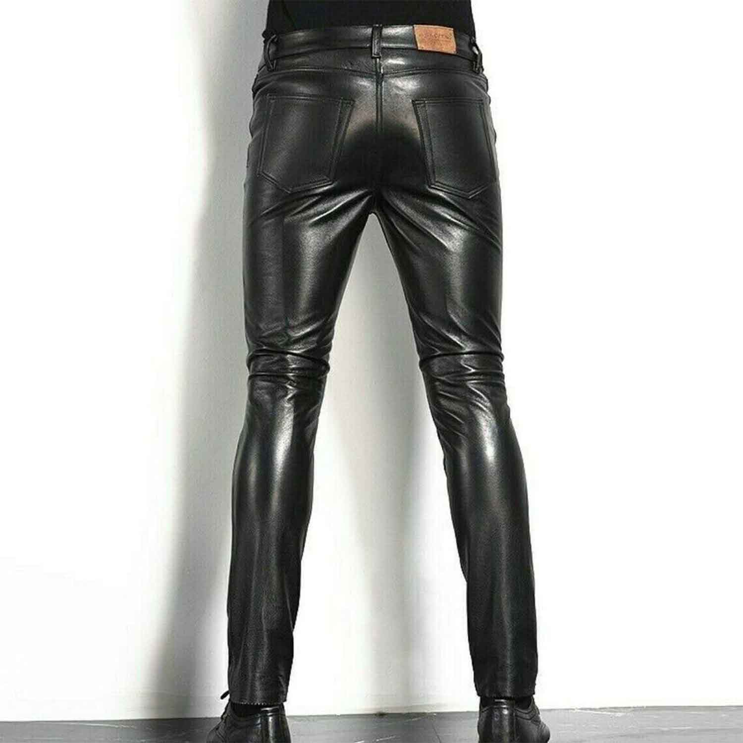 Black leather pants on a white background