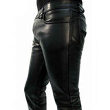 Mens Genuine Leather Black Shinny Jeans Pants Leather Sheep Leather Men Trousers