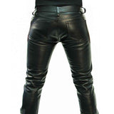 Mens Genuine Leather Black Shinny Jeans Pants Leather Sheep Leather Men Trousers
