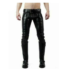 Pantalones de cuero para hombre, pantalones vaqueros acolchados con doble cremallera, pantalones tipo pantalón BLUF Leder Jeans