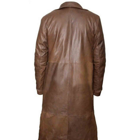 Abrigo largo para hombre Gabardina de cuero genuino Abrigo de lluvia Abrigo desgastado para hombres
