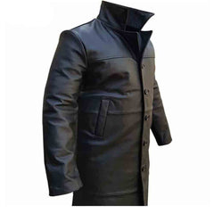 Gabardina gótica Matrix de cuerpo entero de cuero de vaca puro para hombre T1