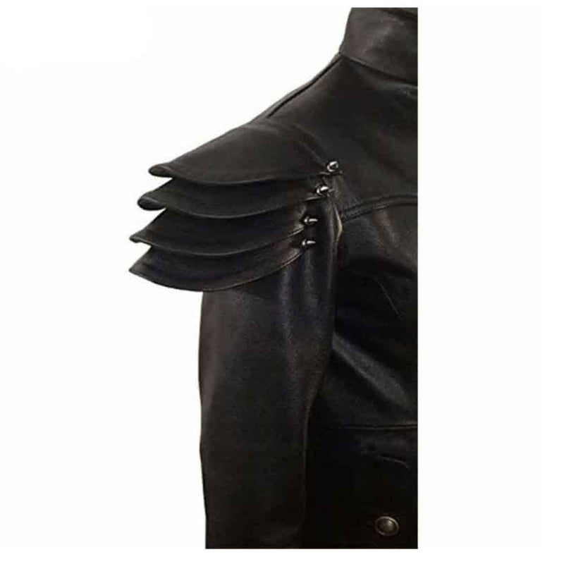 Mens REAL Black Leather Goth Matrix Trench Coat Steampunk Gothic T24