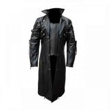 Gabardina gótica Matrix de cuero negro auténtico para hombre, abrigo VAN HELSING, gótico Steampunk T18
