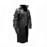 Gabardina gótica Matrix de cuero negro auténtico para hombre, abrigo VAN HELSING, gótico Steampunk T18