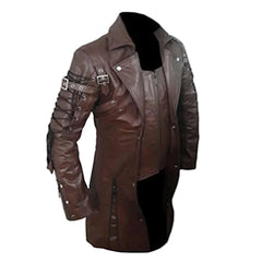 Mens REAL Brown Leather Goth Matrix Trench Coat Steampunk Gothic T18 BROWN