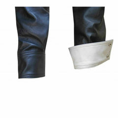 Camisa a medida BLUF de manga larga en piel de napa auténtica de oveja para hombre en dos tonos en blanco y negro