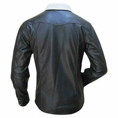 Camisa a medida BLUF de manga larga en piel de napa auténtica de oveja para hombre en dos tonos en blanco y negro