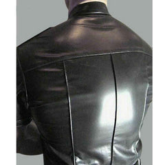 Camisa de uniforme de policía de cuero de vaca real para hombre Camisa BLUF de manga corta