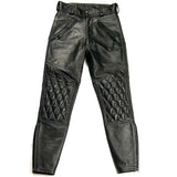 Men's Real Cowhide Leather Quilted Panels Breeches Trousers Pants Bikers Jeans LederBreeches
