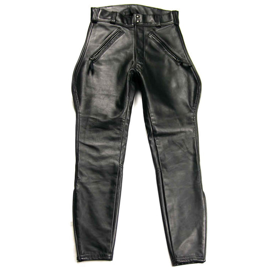 Men's Real Cowhide Leather BLUF Breeches Trousers Pants Bikers Jeans Leder Breeches
