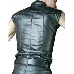 Camisa de manga corta de uniforme de policía de cuero de vaca real para hombre EN 3 COLORES
