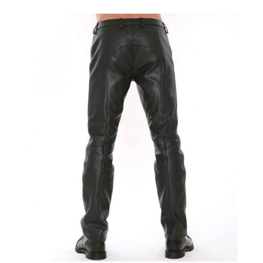 Pantalones de motociclista de cuero auténtico para hombre Pantalones de cuero con pieza frontal desmontable