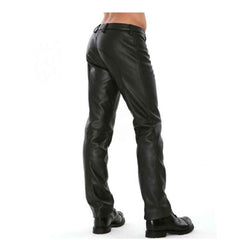 Pantalones de motociclista de cuero auténtico para hombre Pantalones de cuero con pieza frontal desmontable