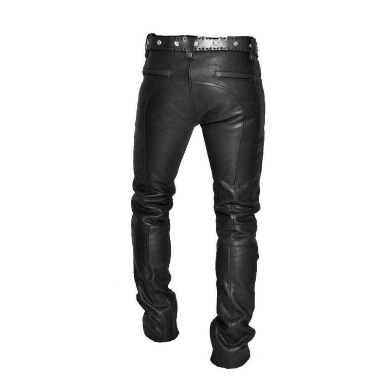 Pantalones de motociclista de cuero auténtico para hombre Paneles acolchados Pantalones de cuero de motociclista ajustados Pantalones BLUF