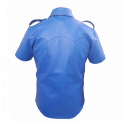 Camisa estilo militar de policía azul de cuero real para hombre BLUF Camisa de todas las tallas