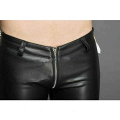 Men's Real Leather Pants Biker Bluf Breeches Trousers Punk Motorcycle Lederhosen